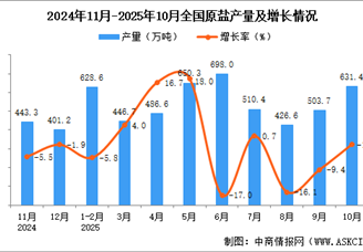 2025年10月全国原盐产量数据统计分析