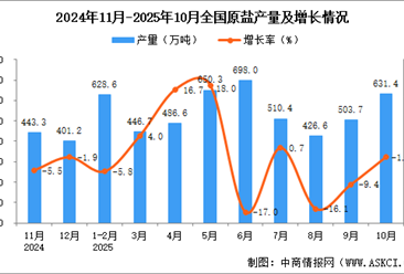 2025年10月全国原盐产量数据统计分析