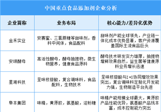 2025年中國食品添加劑重點企業(yè)業(yè)務(wù)布局分析（圖）