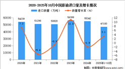 2025年1-10月中國原油進(jìn)口數(shù)據(jù)統(tǒng)計分析：進(jìn)口量小幅增長