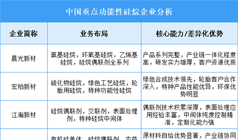 2025年中国功能性硅烷重点企业业务布局分析（图）