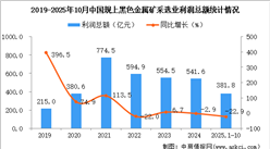 2025年1-10月中国黑色金属矿采选业经营情况：利润同比下降22.9%