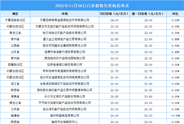 2025年12月1日全国各地最新白条猪价格行情走势分析