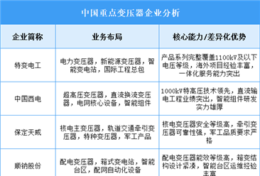 2025年中国变压器重点企业业务布局分析（图）