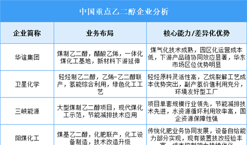 2025年中国乙二醇重点企业业务布局分析（图）