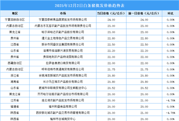 2025年12月3日全国各地最新白条猪价格行情走势分析