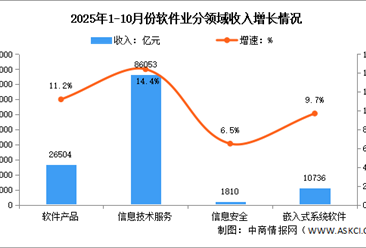 2025年1-10月中国软件业务收入及分领域运行情况分析（图）