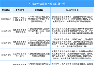 2025年中國新型儲能行業(yè)最新政策匯總一覽（表）