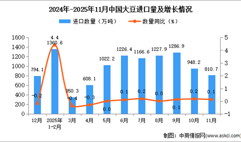 2025年11月中国大豆进口数据统计分析：进口量810.7万吨