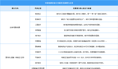 2025年中国电网设备行业最具发展潜力企业（图）