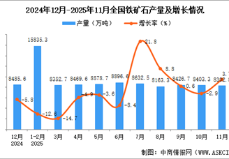 2025年11月全国铁矿石产量数据统计分析