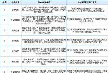 2026年中国固态电池产业重点公司综合竞争力排名（图）