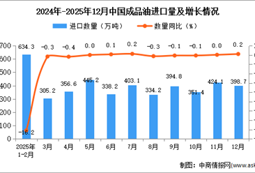 2025年12月中国成品油进口数据统计分析：进口量398.7万吨