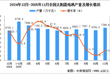 2025年11月全国太阳能电池（光伏电池）产量数据统计分析