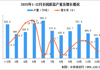 2025年12月全国原盐产量数据统计分析