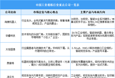 2025年中国工业相机行业竞争格局及重点公司业务布局分析（图）