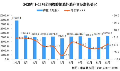 2025年12月全国橡胶轮胎外胎产量数据统计分析