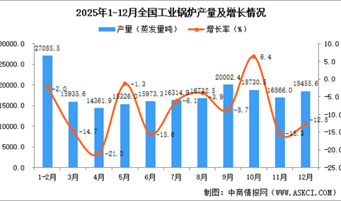 2025年12月全国工业锅炉产量数据统计分析