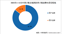 2025年1-12月中国手机行业国内外品牌出货量及上市情况分析（图）