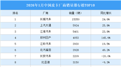2026年1月中国皮卡厂商销量排行榜TOP10（附榜单）