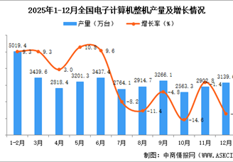2025年12月全国电子计算机整机产量数据统计分析