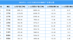 2025年全国各省市钢材产量排行榜