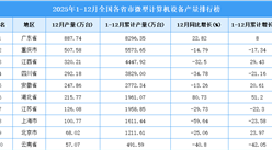 2025年全国各省市微型计算机设备产量排行榜