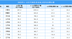 2025年全国各省市风力发电量排行榜
