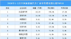 2026年1-2月中国新能源汽车厂商零售销量排行榜TOP10（附榜单）
