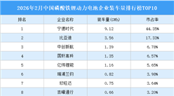 2026年2月中国磷酸铁锂动力电池企业装车量排行榜TOP10（附榜单）