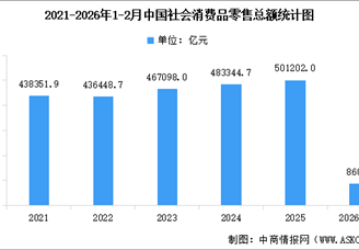 2026年1-2月全国社会消费品零售总额86079亿元，同比增长2.8%（图）