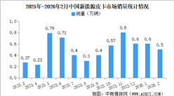 2026年2月中国新能源皮卡销量情况：销量同比降6%（图）
