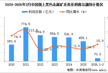 2025年1-2月中国黑色金属矿采选业经营情况：利润同比增长15.9%