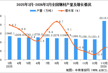 2026年1-2月全国钢材产量数据统计分析
