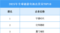 2026年全球储能电池出货量及排名情况预测分析（图）
