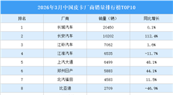 2026年3月中国皮卡厂商销量排行榜TOP10（附榜单）