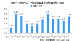 2026年3月中国新能源皮卡销量情况：销量同比降3%（图）