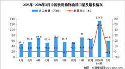 2026年3月中国食用植物油进口数据统计分析：进口量60.5万吨