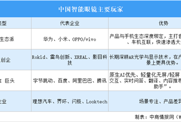 2026年中国智能眼镜主要玩家及重点企业分析（图）
