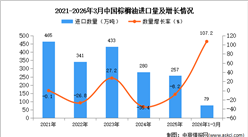 2026年1-3月中国棕榈油进口数据统计分析：进口量79万吨