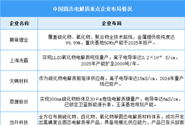 2026年中国固态电解质出货量及重点企业预测分析（图）