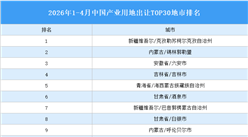 产业投资情报：2026年1-4月中国产业用地出让TOP30地市排名（产业篇）
