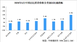 2026年5月居民消费价格CPI同比上涨1.2% 食品价格下降1.7%（图）