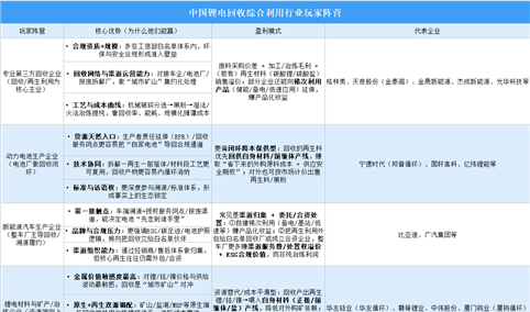 2026年中国锂电回收综合利用行业重点企业分析（图）