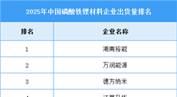2026年中国磷酸铁锂出货量及出货量排名预测分析（图）
