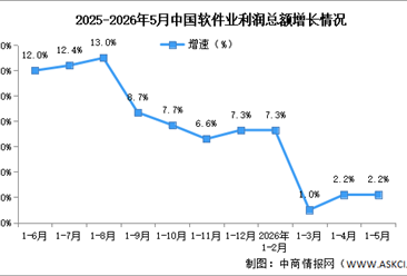 2026年1-5月中国软件业务收入及利润增速分析（图）