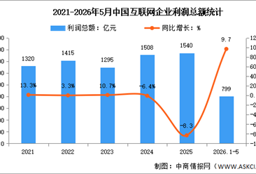 2026年1-5月中国互联网业务收入及利润分析：利润增速有所回落（图）