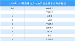 2026年1-5月全球动力电池装机量前十企业排行榜（附榜单）