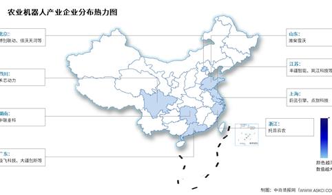 2026年中国农业机器人市场规模及相关企业热力分布图预测分析（图）