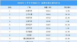 2026年上半年中国皮卡厂商销量排行榜TOP10（附榜单）